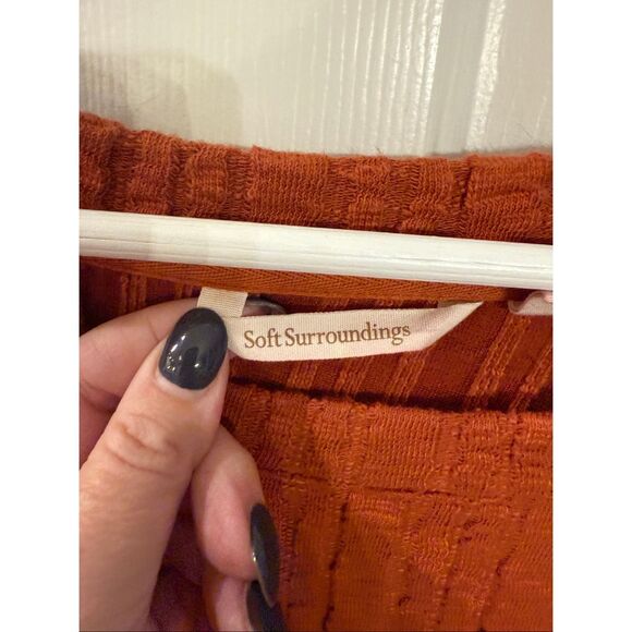 Soft Surroundings Goldie Back Button Rust Orange Tunic Top sz 3X EUC - Picture 3 of 9